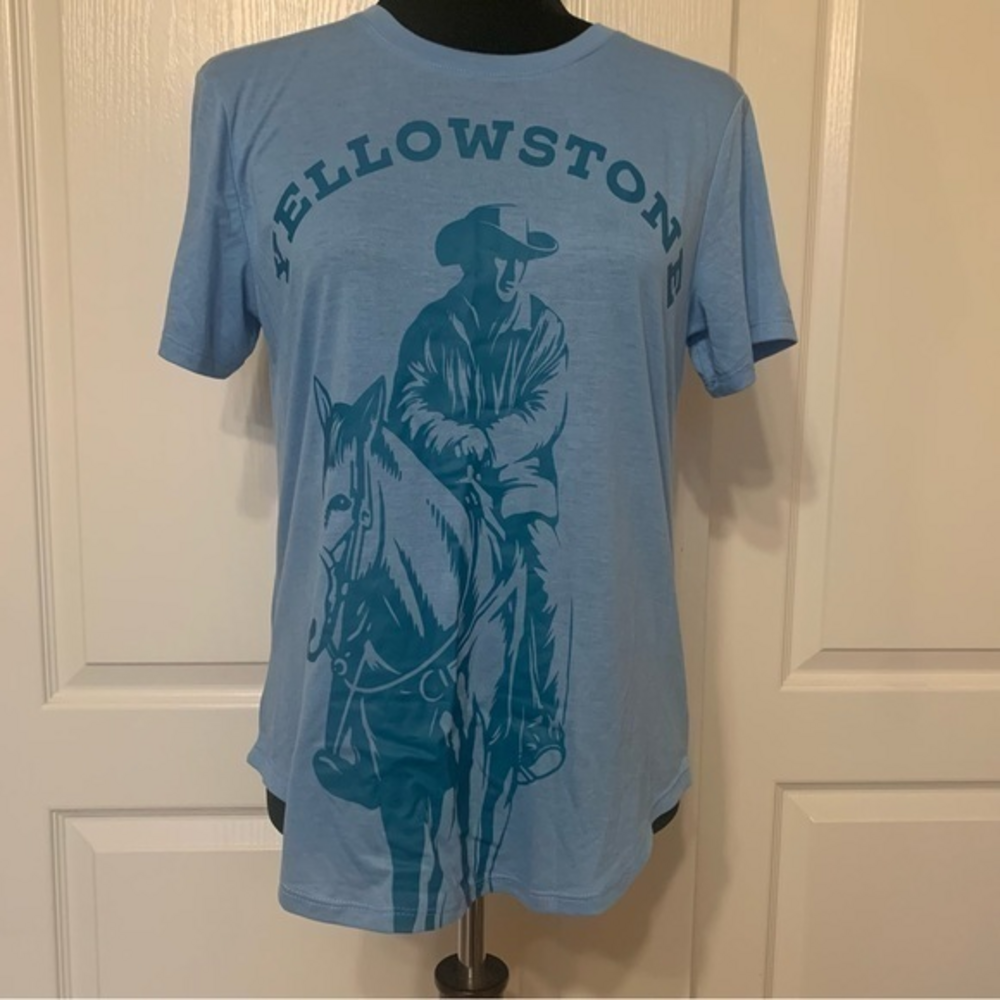 Yellowstone Paramount Network Blue‎ Round Hem Shirt Size Large